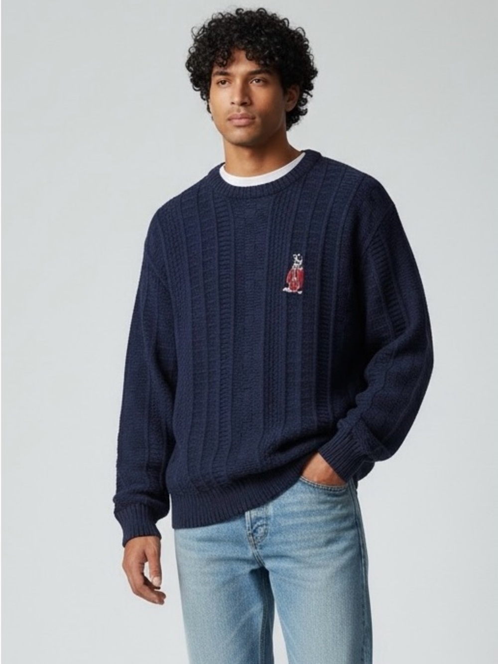 Carmel Golf Cotton Sweater Sz XL Tall Navy Blue Embroidered Preppy USA Vintage